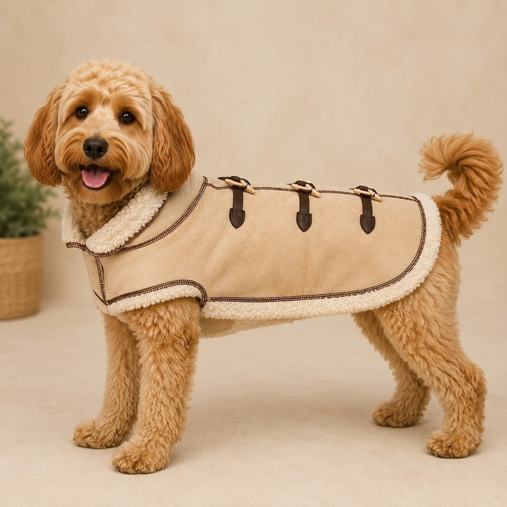 Companion Road Doggy Size Medium Sherpa Faux Suede Jacket Quiet Luxury Cabincore